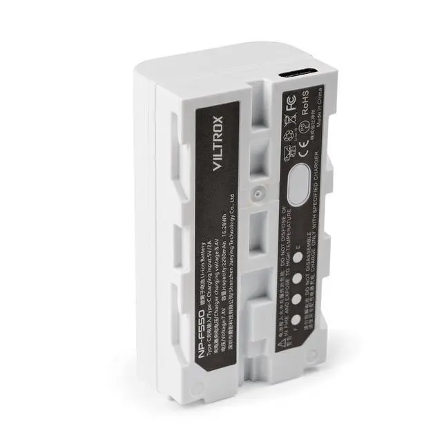 Alt view image 3 of 6 - NP-F550 2200mAh USB Li-ion Battery, 5V/2A Type C Port Rechargeable Battery for Sony NP-F975/NP-F960/NP-F950/NP-F930/NP-F770/NP-F750/NP-F550 LED Light L116T VL-200T 162T L132T