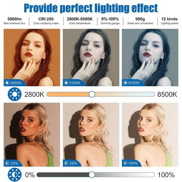 Alt view image 2 of 7 - 2500K-8500K LED Video Lighting, 60W Bowens Mount Smartphone Remote Studio Continuous Light for Portrait Wedding Outdoor Shooting YouTube Videos