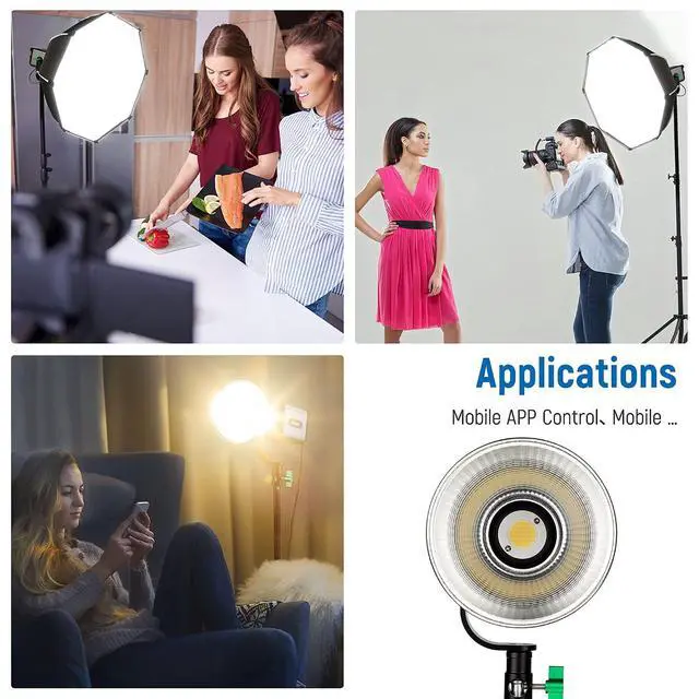 Alt view image 4 of 7 - 2500K-8500K LED Video Lighting, 60W Bowens Mount Smartphone Remote Studio Continuous Light for Portrait Wedding Outdoor Shooting YouTube Videos