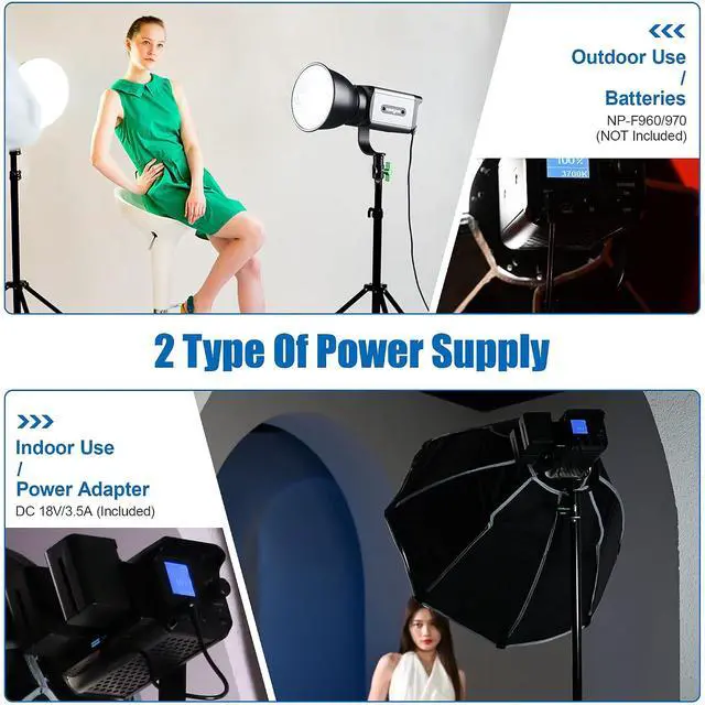 Alt view image 5 of 7 - 2500K-8500K LED Video Lighting, 60W Bowens Mount Smartphone Remote Studio Continuous Light for Portrait Wedding Outdoor Shooting YouTube Videos
