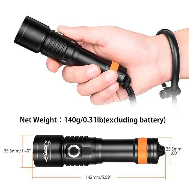 Alt view image 5 of 7 - D530 Scuba Dive Light 1300 Lumens, Titanium Alloy Diving Flashlight with Waterproof IP68, Diving Flashlight 3 Lighting Modes for Underwater 150m Diving (5000K Warm White Light