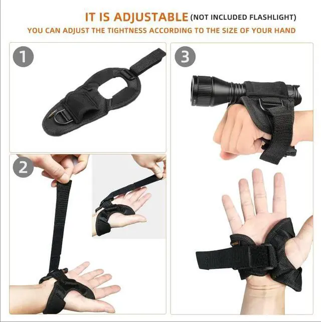Alt view image 3 of 6 - Diving Flashlight Glove Hands-Free Flashlight Holder Universal Adjustable Wrist Strap Scuba Dive Lights Accessories (Not Included Flashlight)