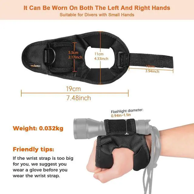 Alt view image 2 of 6 - Diving Flashlight Glove Hands-Free Flashlight Holder Universal Adjustable Wrist Strap Scuba Dive Lights Accessories (Not Included Flashlight)