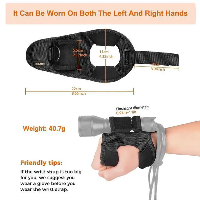 Alt view image 2 of 6 - Diving Flashlight Glove Hands-Free Flashlight Holder Universal Adjustable Wrist Strap Scuba Dive Lights Accessories (Not Included Flashlight)