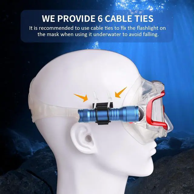 Alt view image 5 of 7 - D560 Mini Scuba Dive Light Headlamp 650 Lumen Mask Diving Flashlight with 360° Rotatable Mask Clip, Underwater 150m Backup Headlight with Rotary Switch (Not Included Snorkel Mask) (Blue)