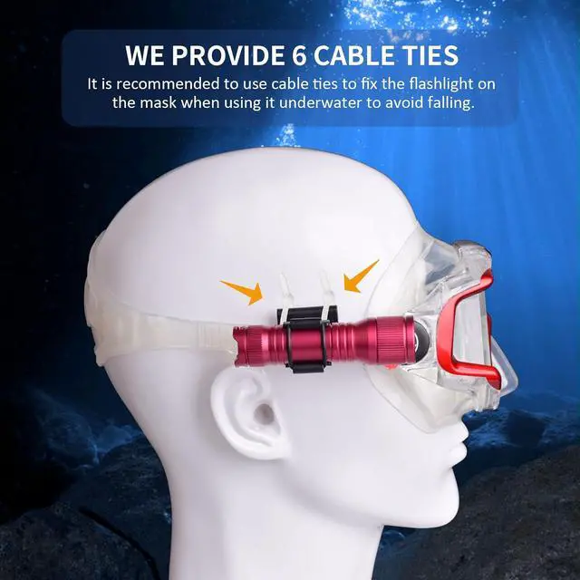 Alt view image 5 of 7 - D560 Mini Scuba Dive Light Headlamp 650 Lumen Mask Diving Flashlight with 360° Rotatable Mask Clip, Underwater 150m Backup Headlight with Rotary Switch (Not Included Snorkel Mask) (Red)