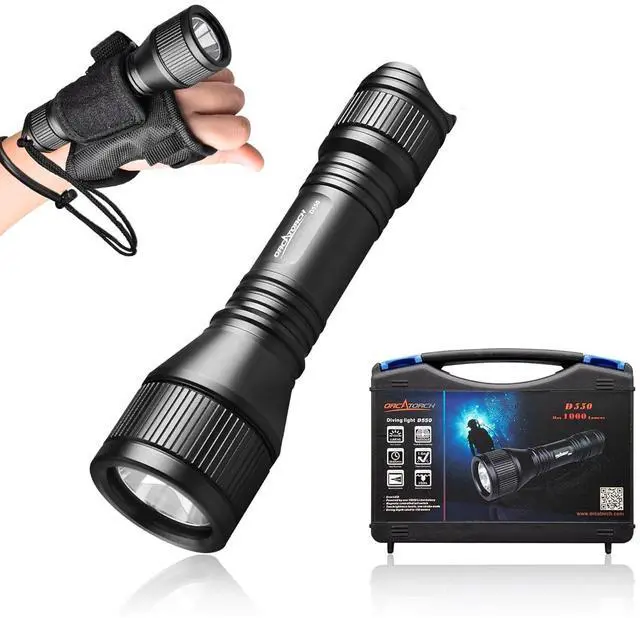 Main image of D550 Dive Light 1000 Lumens Scuba Diving Flashlight 3 Modes IP68 Waterproof Underwater Lights Night Dive Submarine Torch with Wrist Mount for Outdoor Exploration Under Water Sports