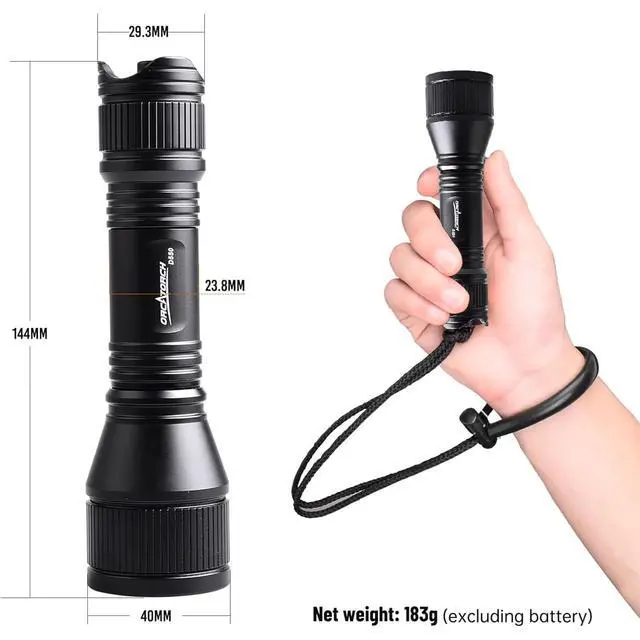 Alt view image 2 of 7 - D550 Dive Light 1000 Lumens Scuba Diving Flashlight 3 Modes IP68 Waterproof Underwater Lights Night Dive Submarine Torch with Wrist Mount for Outdoor Exploration Under Water Sports