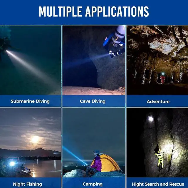 Alt view image 6 of 7 - D550 Dive Light 1000 Lumens Scuba Diving Flashlight 3 Modes IP68 Waterproof Underwater Lights Night Dive Submarine Torch with Wrist Mount for Outdoor Exploration Under Water Sports