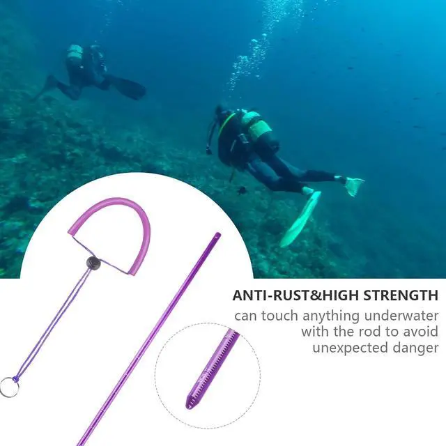Alt view image 4 of 7 - Scuba Diving Pointer 13 inchs Aluminum Alloy Lobster Tickle Pointer Underwater Shaker Noise Maker Dive Stick Rod with Lanyard Multifunctional Scuba Diving Accessories