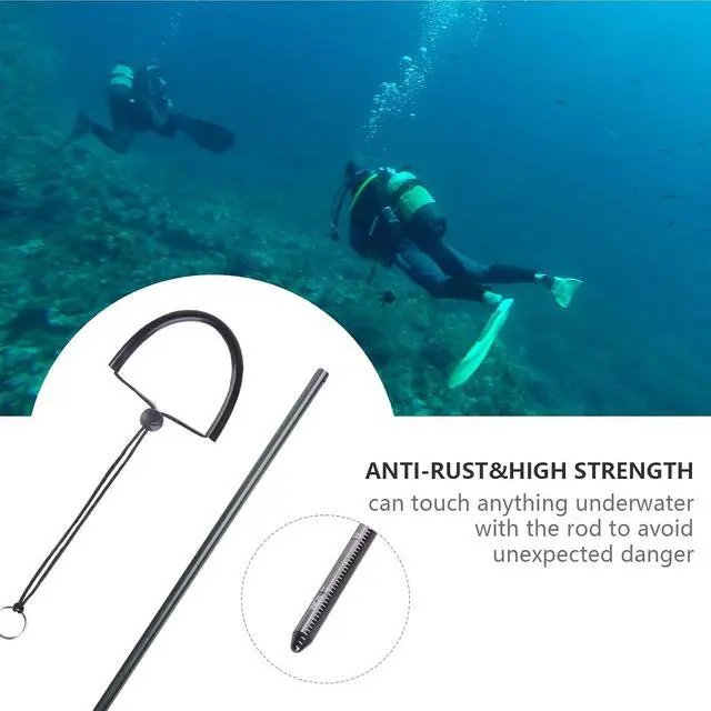 Alt view image 4 of 7 - Scuba Diving Pointer 13 inchs Aluminum Alloy Lobster Tickle Pointer Underwater Shaker Noise Maker Dive Stick Rod with Lanyard Multifunctional Scuba Diving Accessories