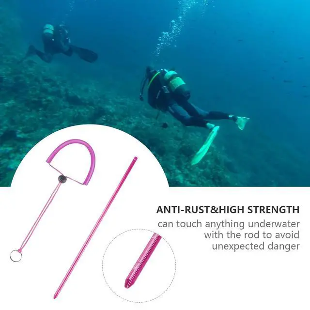 Alt view image 4 of 7 - Scuba Diving Pointer 13 inchs Aluminum Alloy Lobster Tickle Pointer Underwater Shaker Noise Maker Dive Stick Rod with Lanyard Multifunctional Scuba Diving Accessories