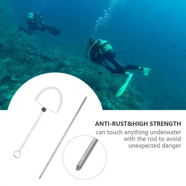 Alt view image 4 of 7 - Scuba Diving Pointer 13 inchs Aluminum Alloy Lobster Tickle Pointer Underwater Shaker Noise Maker Dive Stick Rod with Lanyard Multifunctional Scuba Diving Accessories