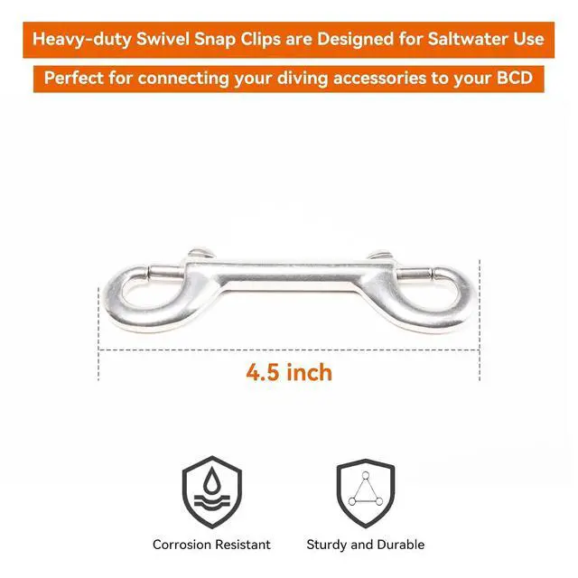 Alt view image 2 of 7 - Swivel Eye Snap Hook Stainless Steel Bolt Snap Corrosion-Resistant Marine Clips for Underwater Scuba Diving, Dog Leash, Key Chain, Camera Strap, Clothesline (Three Optional Size)