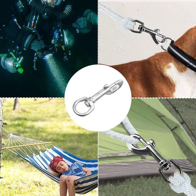 Alt view image 4 of 7 - Swivel Eye Snap Hook Stainless Steel Bolt Snap Corrosion-Resistant Marine Clips for Underwater Scuba Diving, Dog Leash, Key Chain, Camera Strap, Clothesline (Three Optional Size)