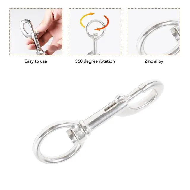 Alt view image 3 of 7 - Swivel Eye Snap Hook Stainless Steel Bolt Snap Corrosion-Resistant Marine Clips for Underwater Scuba Diving, Dog Leash, Key Chain, Camera Strap, Clothesline (Three Optional Size)
