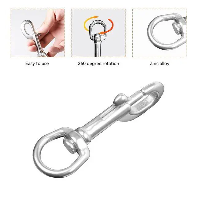 Alt view image 3 of 7 - Swivel Eye Snap Hook Stainless Steel Bolt Snap Corrosion-Resistant Marine Clips for Underwater Scuba Diving, Dog Leash, Key Chain, Camera Strap, Clothesline (Three Optional Size)