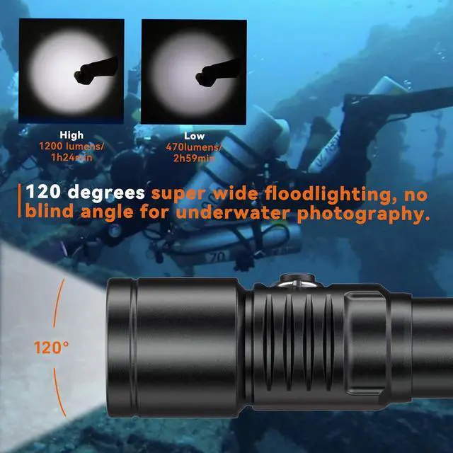 Alt view image 6 of 7 - D530 Dive Light Kit with Titanium Alloy Side Button Switch D530V Dive Light Kit with ZJ18 Ball Joint Bracket Bundle