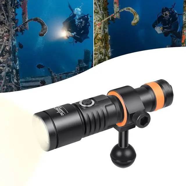Main image of D530V 1000 Lumen Scuba Dive Video Light 120 Degrees Wide Beam Angle, Underwater 150 Meters Diving Photography Light with Safety Lock Function Battery Power Indicator5500K Warm White Light