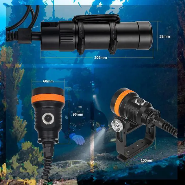 Alt view image 6 of 7 - D630 V2.0 4600 Lumen 5 Imported LED Primary Canister Dive Light with 7° Super Focus Beam, Straight/Side Mounted and Backmount Technical Diving Flashlight, for Cave Wreck Night Diving