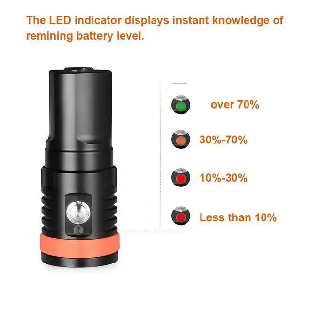 Alt view image 3 of 7 - D910V Scuba Diving Video Light, Max 5000 Lumens Underwater Flashlight with 120 Degree Wide Angle Beam, Underwater 150 Meters Diving Photography Light with Titanium Alloy Switch