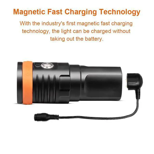 Alt view image 4 of 7 - D910V Scuba Diving Video Light, Max 5000 Lumens Underwater Flashlight with 120 Degree Wide Angle Beam, Underwater 150 Meters Diving Photography Light with Titanium Alloy Switch