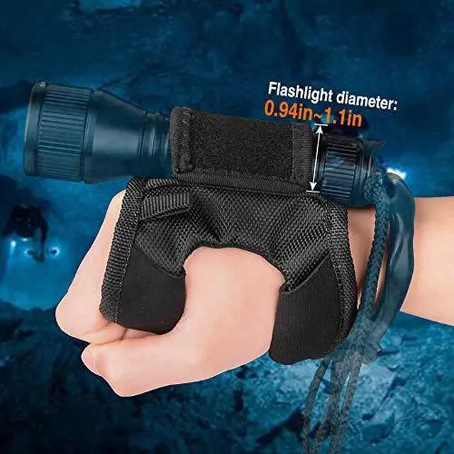 Alt view image 2 of 7 - Diving Flashlight Glove Hands-Free Universal Adjustable Wrist Strap Scuba Diving Pointer 13in Bundle