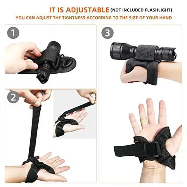 Alt view image 4 of 7 - Diving Flashlight Glove Hands-Free Universal Adjustable Wrist Strap Scuba Diving Pointer 13in Bundle