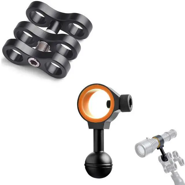 Main image of ZJ18 New Universal Ball Joint Bracket & ZJ13 Aluminum Ball Joint Clamp for Underwater Diving Light Arms Tray Bundle