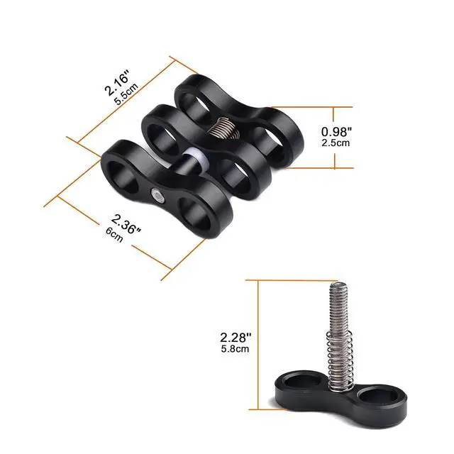 Alt view image 2 of 7 - ZJ13 Aluminum Ball Joint Clamp for Underwater Diving Light Arms Tray, Photography Diving Camera, 360° Clip Adapter Bracket Holder for Action Camera, Dive Flashlight Arm Connected Accessories