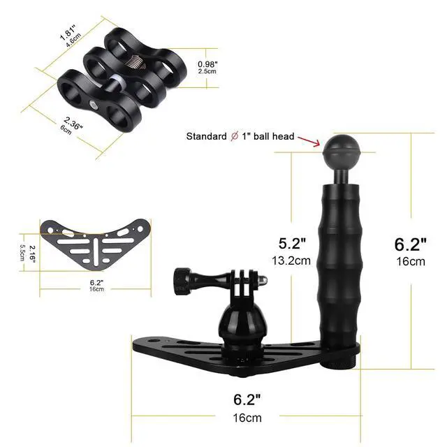 Alt view image 6 of 6 - D530V 1200 Lumen Cool White Light Video Light 140 Degrees Photography Light with Ball Joint & H02 Underwater Camera Tray Kit