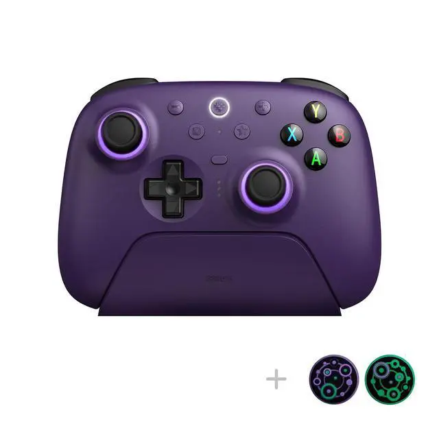 Alt view image 2 of 7 - Ultimate 2 Wireless Gaming Controller with TMR Joysticks, Switchable Hall Effect/Tactile Triggers, 8Speed Wireless Tech, Charging Dock, RGB Fire Ring for PC & Android - Purper