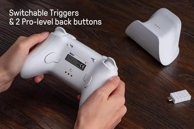 Alt view image 4 of 7 - Ultimate 2 Wireless Gaming Controller with TMR Joysticks, Switchable Hall Effect/Tactile Triggers, 8Speed Wireless Tech, Charging Dock, RGB Fire Ring for PC & Android - Black