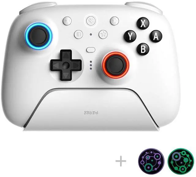 Main image of Ultimate 2 Bluetooth Controller with TMR Joysticks, Switchable Hall Effect/Tactile Triggers, Vibration, Motion Control, RGB Fire Ring and Back Buttons for Switch/Switch 2 & Windows PC - White