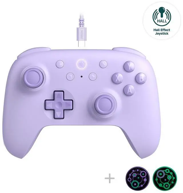 Main image of Ultimate 2C Hall Effect Joysticks and Hall Triggers Wired Controller for Windows PC and Android, with Remappable L4/R4 Bumpers, Turbo function & Rumble vibration (Purple)