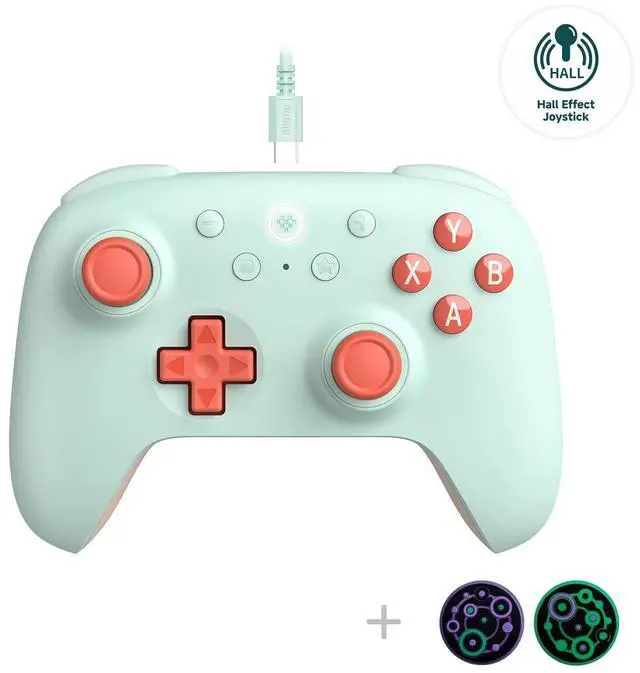 Main image of Ultimate 2C Hall Effect Joysticks and Hall Triggers Wired Controller for Windows PC and Android, with Remappable L4/R4 Bumpers, Turbo function & Rumble vibration (Mint)