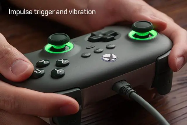 Alt view image 5 of 7 - Ultimate C Hall Effect Joysticks/Hall Trigger Wired Controller with RGB Lighting Fire Ring, 3.5mm Audio Jack for Xbox Series X|S, Xbox One, Windows 10/11 - Officially Licensed (Dark Green)