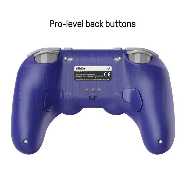 Alt view image 4 of 7 - Pro 3 Bluetooth Controller with Swappable ABXY Buttons, TMR Joysticks, Hall Effect Triggers, Pro Back Buttons, Charging Dock, for Switch/Switch 2, Windows, Apple, SteamOS, Android - Purple