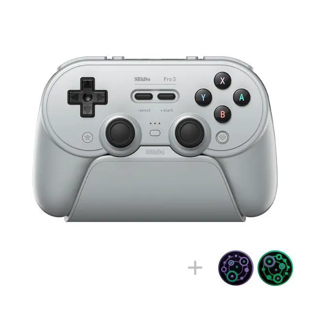 Alt view image 2 of 7 - Pro 3 Bluetooth Controller with Swappable ABXY Buttons, TMR Joysticks, Hall Effect Triggers, Pro Back Buttons, Charging Dock, for Switch/Switch 2, Windows, Apple, SteamOS, Android - Gray