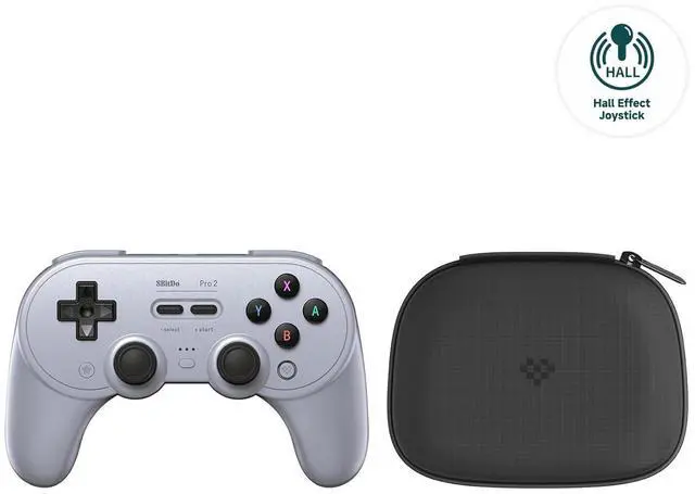 Main image of Pro 2 Wireless Bluetooth Controller with Travel Case, Hall Effect Joystick Update, Retro Gamepad for Switch/Switch 2, PC, Android, and Steam Deck & Apple (Gray Edition)