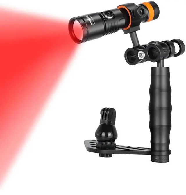 Main image of D530V Red LED Dive Video Light 160 Lumen 120 Degrees Photography Light with Ball Joint & H02 Underwater Camera Tray Kit