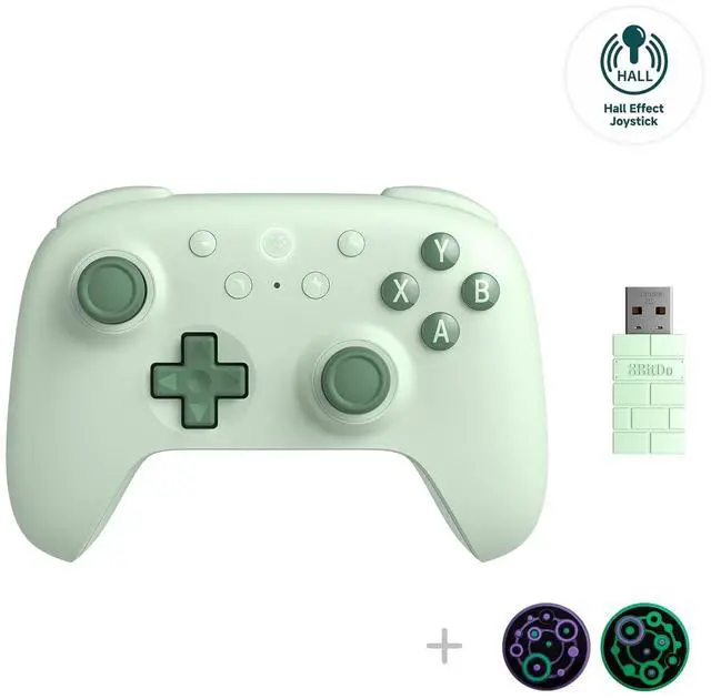 Main image of Ultimate 2C Hall Effect Joysticks and Hall Triggers Wireless Controller for Windows PC and Android, with Remappable L4/R4 Bumpers, Turbo function & Rumble vibration (Green)