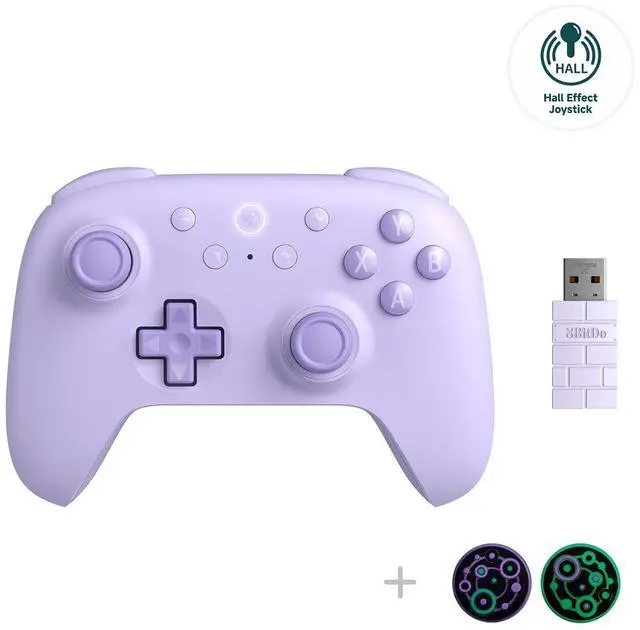 Main image of Ultimate 2C Hall Effect Joysticks and Hall Triggers Wireless Controller for Windows PC and Android, with Remappable L4/R4 Bumpers, Turbo function & Rumble vibration (Purple)
