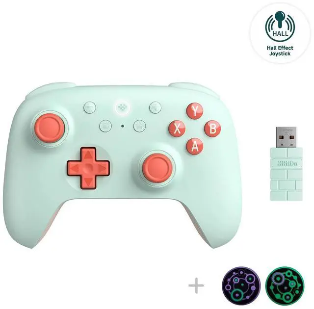 Main image of Ultimate 2C Hall Effect Joysticks and Hall Triggers Wireless Controller for Windows PC and Android, with Remappable L4/R4 Bumpers, Turbo function & Rumble vibration (Mint)
