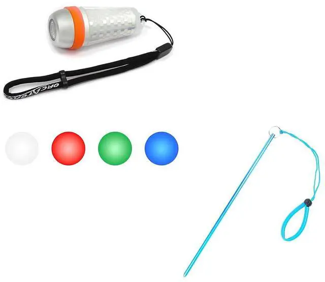 Main image of SD03 Dive Beacon 4-Color-in-1 (Blue, Red, White, Green) & 13 inches Scuba Diving Pointer Aluminum Alloy Lobster Tickle Pointer (Blue) Combo