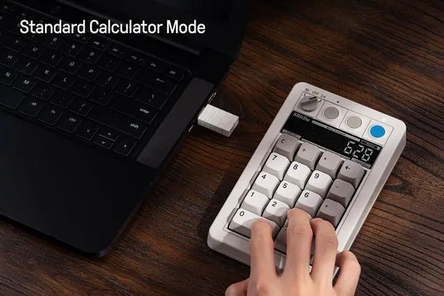 Alt view image 4 of 7 - 18 Key Retro Mechanical Numpad, Supports PC & Standard Calculator Mode, Hot-swappable, PC Calculator Shortcut Button, Bluetooth/2.4G/Wired for Windows and Android - M Edition
