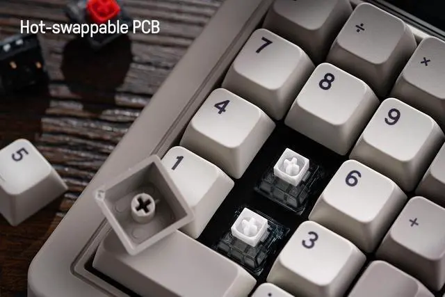 Alt view image 6 of 7 - 18 Key Retro Mechanical Numpad, Supports PC & Standard Calculator Mode, Hot-swappable, PC Calculator Shortcut Button, Bluetooth/2.4G/Wired for Windows and Android - M Edition