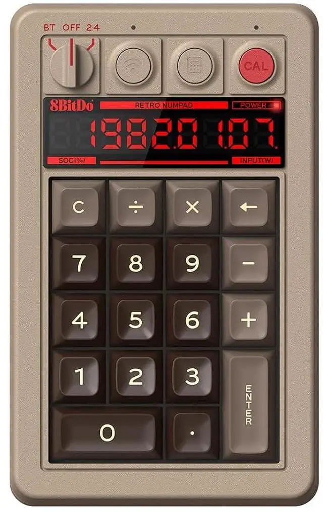 Main image of 18 Key Retro Mechanical Numpad, Supports PC & Standard Calculator Mode, Hot-swappable, PC Calculator Shortcut Button, Bluetooth/2.4G/Wired for Windows and Android - C64 Edition