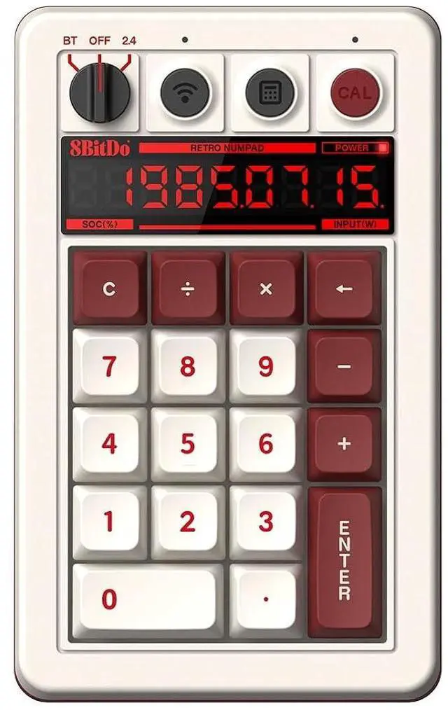 Main image of 18 Keys Retro Mechanical Numpad, Supports PC Numpad & Standard Calculator Mode, Hot-swappable, PC Calculator Shortcut Button, Bluetooth/2.4G/Wired Numpad for Windows and Android - Fami Edition