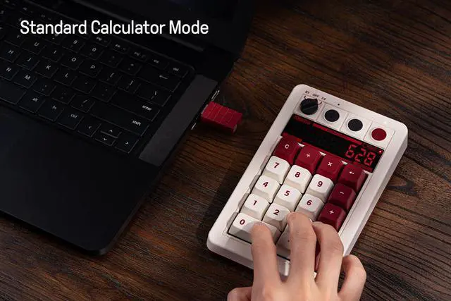 Alt view image 4 of 7 - 18 Keys Retro Mechanical Numpad, Supports PC Numpad & Standard Calculator Mode, Hot-swappable, PC Calculator Shortcut Button, Bluetooth/2.4G/Wired Numpad for Windows and Android - Fami Edition